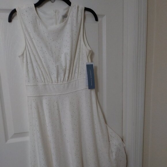 London Times Women's Inset Waist Midi Fit and Flare Dress - Picture 1 of 13